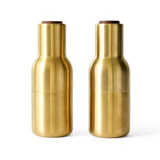 Bottle GRINDER - Salz- und Pfeffermühle brushed BRASS walnut