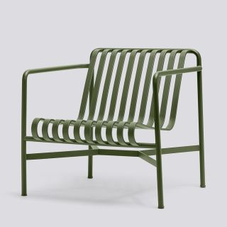 Lounge Stuhl PALISSADE tief mit Armlehne Olive